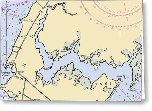Bush River-maryland Nautical Chart - Greeting Card