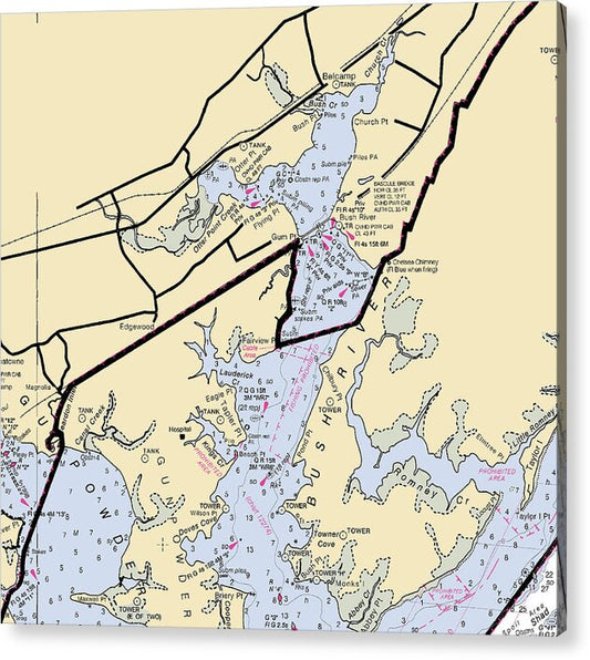 Bush River -maryland Nautical Chart _v2 - Acrylic Print