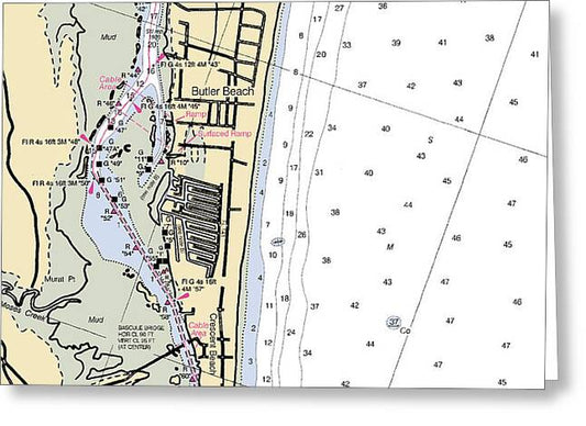 Butler Beach-florida Nautical Chart - Greeting Card
