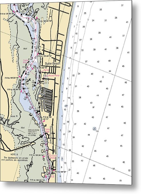 Butler Beach-florida Nautical Chart - Metal Print