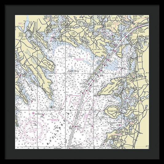 Buzzards Bay Massachusetts Nautical Chart - Framed Print