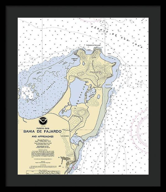 Cabo San Juan -puerto Rico Nautical Chart _v2 - Framed Print