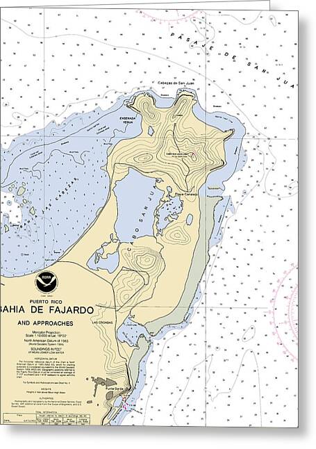 Cabo San Juan -puerto Rico Nautical Chart _v2 - Greeting Card
