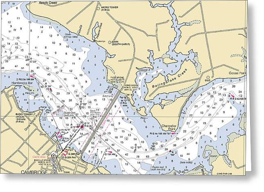 Cambridge -maryland Nautical Chart _v2 - Greeting Card