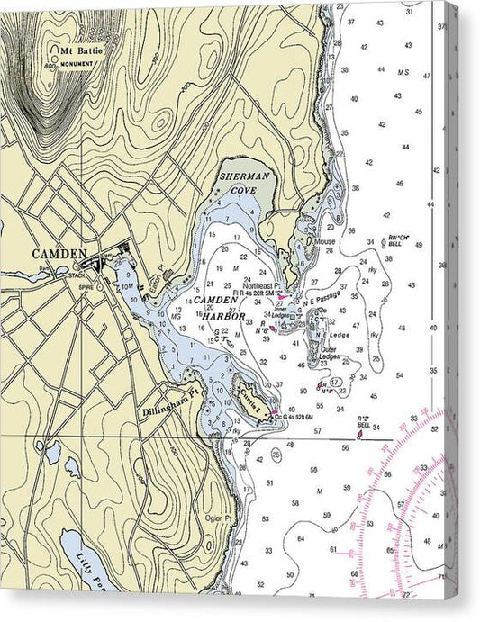 Camden Maine Nautical Chart - Canvas Print