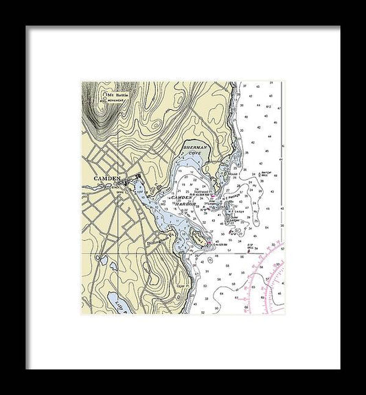 Camden Maine Nautical Chart - Framed Print
