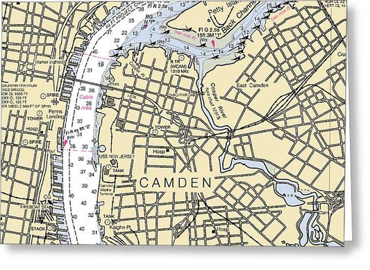 Camden-new Jersey Nautical Chart - Greeting Card