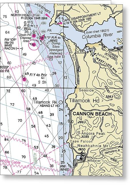 Cannon Beach Oregon Nautical Chart - Greeting Card