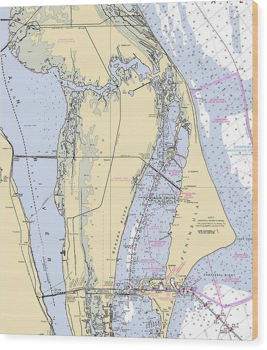 Cape Canaveral  -florida Nautical Chart _v1 - Wood Print