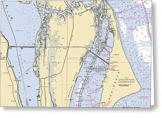 Cape Canaveral  -florida Nautical Chart _v1 - Greeting Card