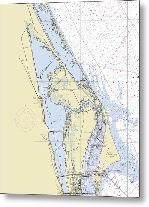 Cape Canaveral North Florida Nautical Chart - Metal Print