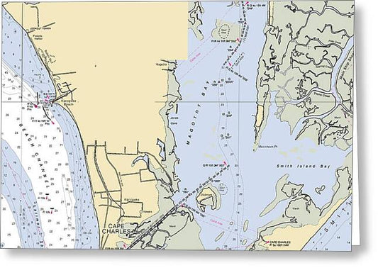 Cape Charles -virginia Nautical Chart _v3 - Greeting Card