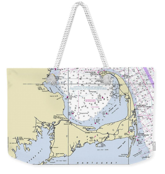 Cape Cod and The Islands Massachusetts Nautical Chart - Weekender Tote Bag