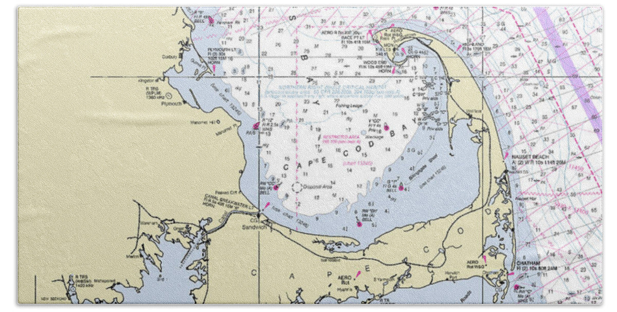 Cape Cod and The Islands Massachusetts Nautical Chart - Bath Towel
