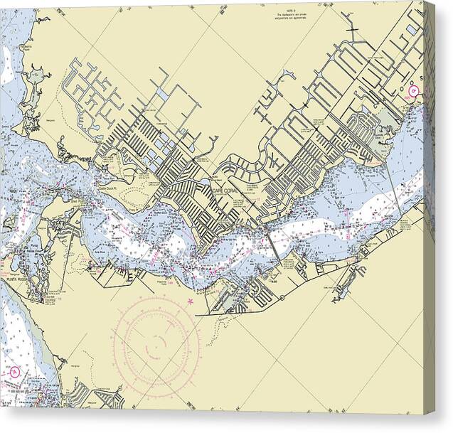 Cape Coral Florida Nautical Chart - Canvas Print