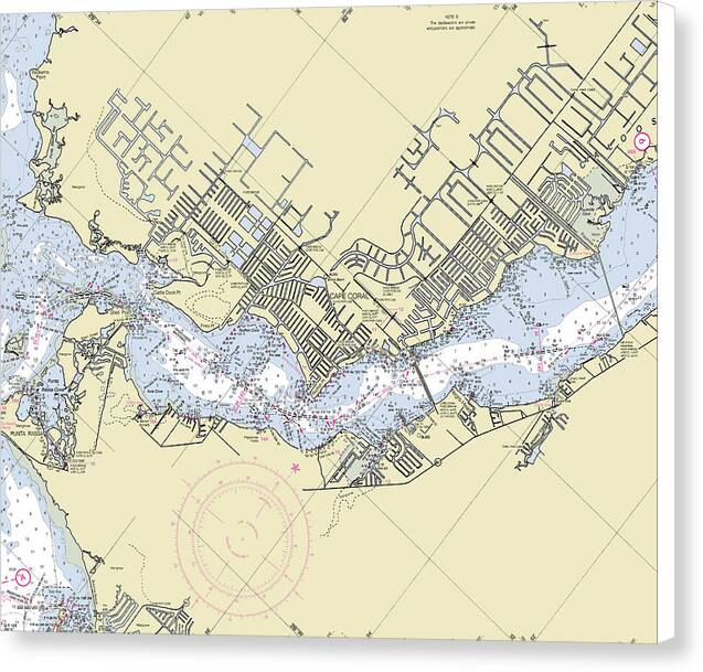 Cape Coral Florida Nautical Chart - Canvas Print