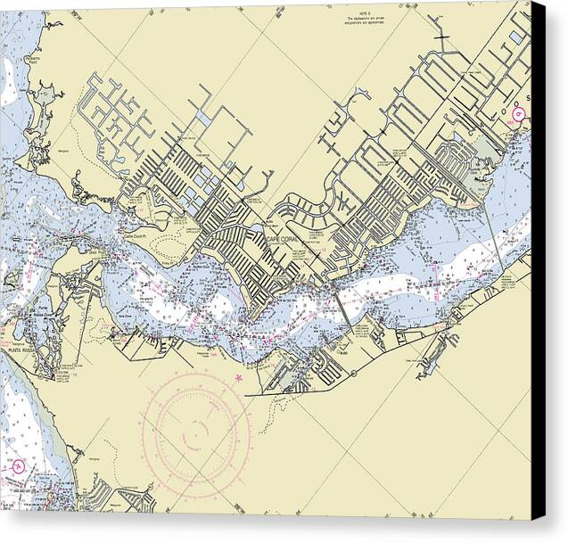 Cape Coral Florida Nautical Chart - Canvas Print