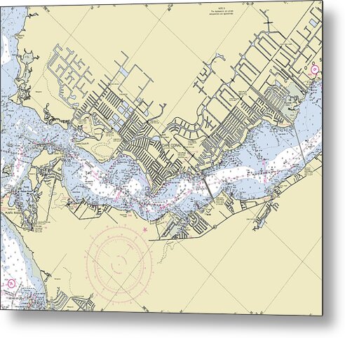 Cape Coral Florida Nautical Chart - Metal Print
