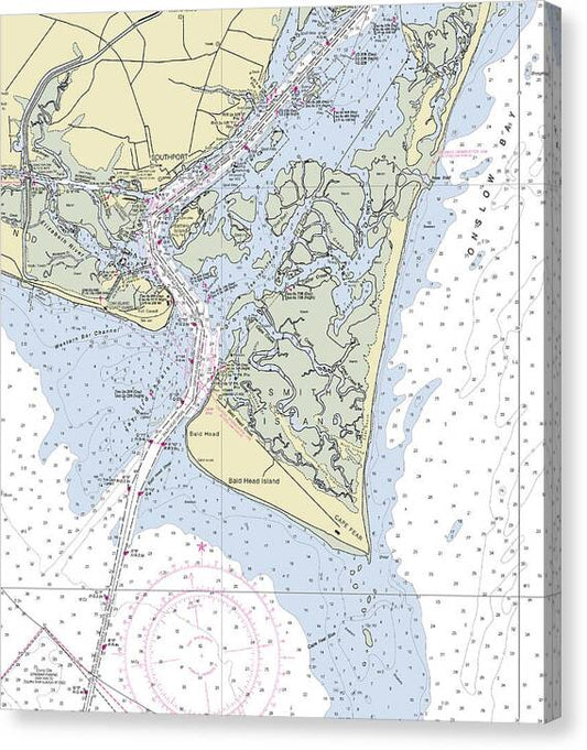 Cape Fear North Carolina Nautical Chart - Canvas Print