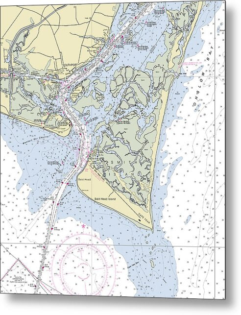 Cape Fear North Carolina Nautical Chart - Metal Print