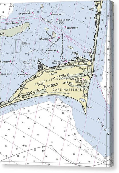 Cape Hatteras North Carolina Nautical Chart - Canvas Print