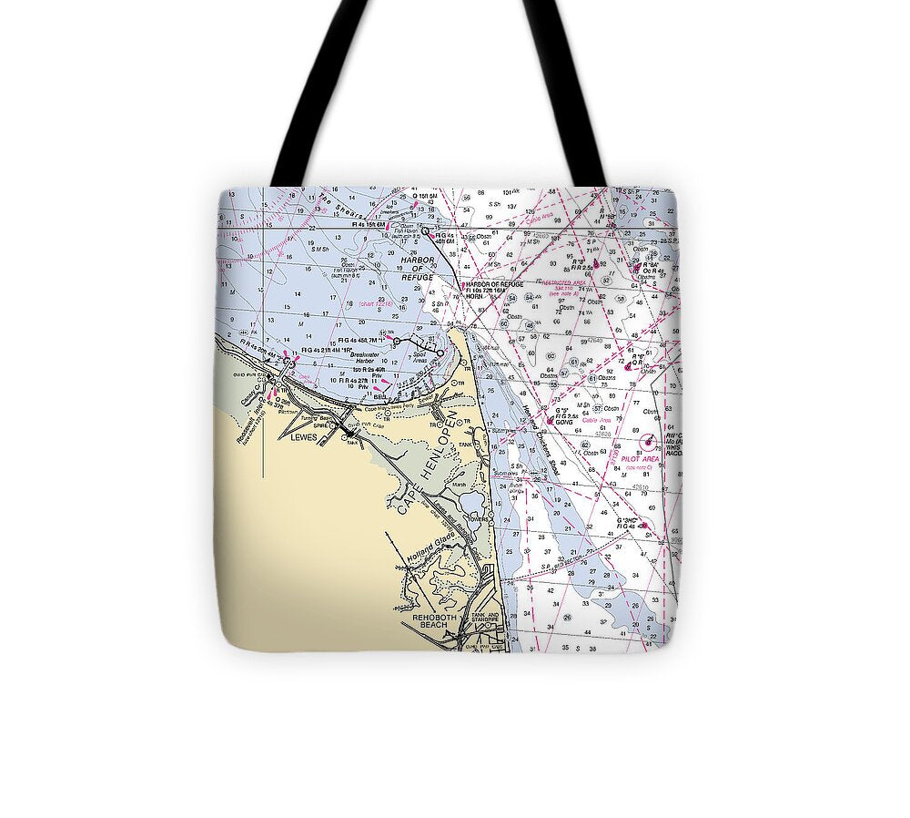 Cape Henlopen -delaware Nautical Chart _v2 - Tote Bag