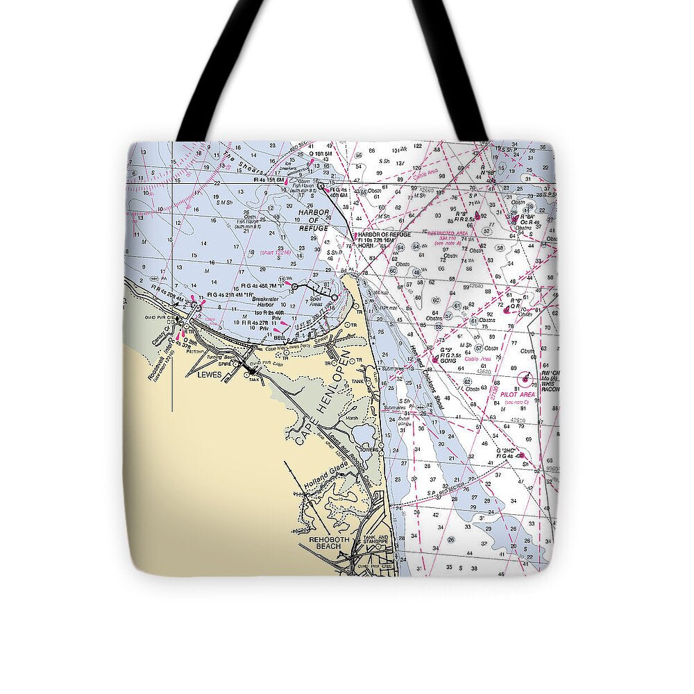 Cape Henlopen -delaware Nautical Chart _v2 - Tote Bag