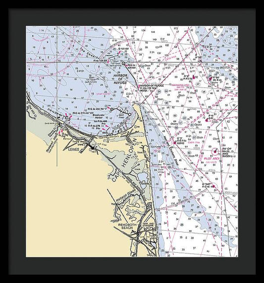 Cape Henlopen -delaware Nautical Chart _v2 - Framed Print