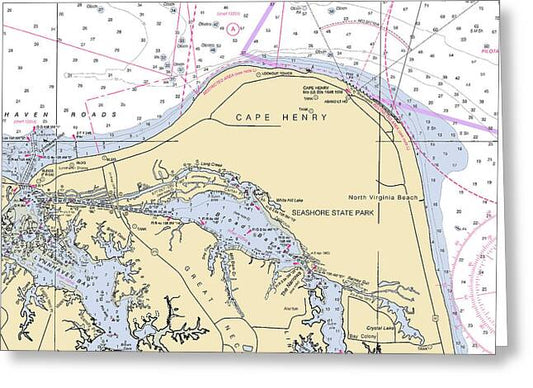 Cape Henry-virginia Nautical Chart - Greeting Card