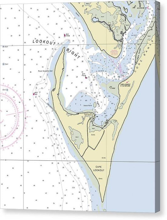 Cape Lookout North Carolina Nautical Chart - Canvas Print