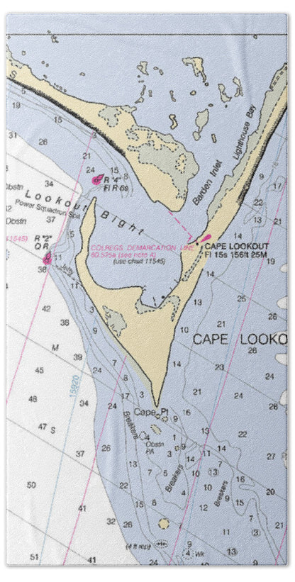 Cape Lookout -north Carolina Nautical Chart _v2 - Bath Towel
