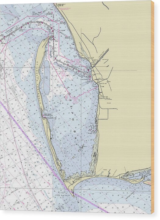 Cape San Blas Florida Nautical Chart - Wood Print
