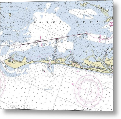 Captiva Island Florida Nautical Chart - Metal Print
