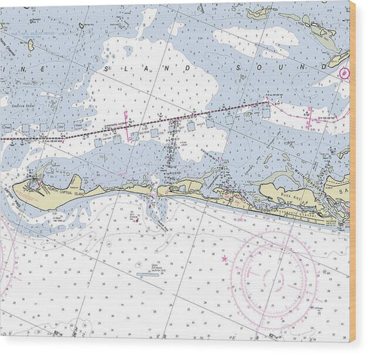 Captiva Island Florida Nautical Chart - Wood Print
