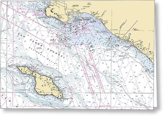 Catalina-los-angeles -california Nautical Chart _v6 - Greeting Card