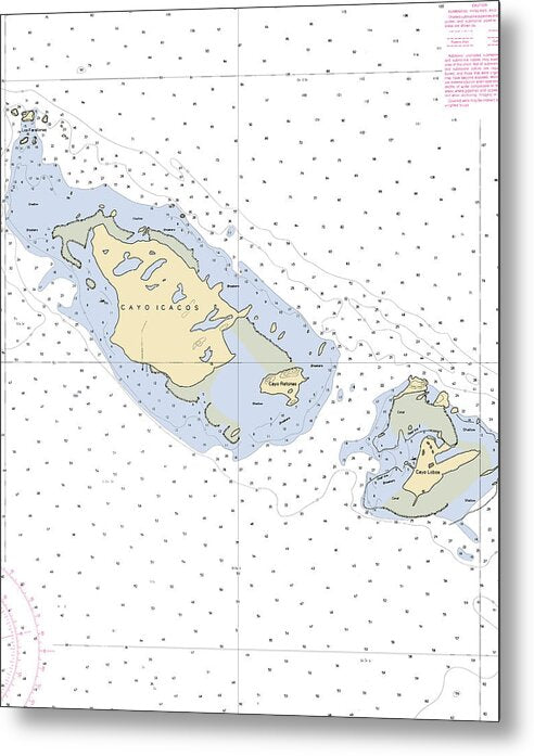 Caya Icacos-puerto Rico Nautical Chart - Metal Print
