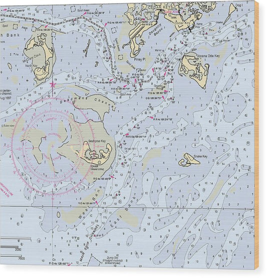 Cedar Keys-florida Nautical Chart - Wood Print