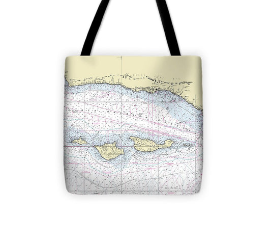 Channel Islands California Nautical Chart - Tote Bag