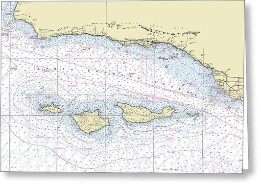 Channel Islands California Nautical Chart - Greeting Card