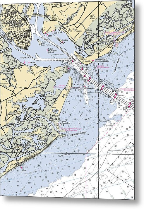 Charleston -south Carolina Nautical Chart _v2 - Metal Print