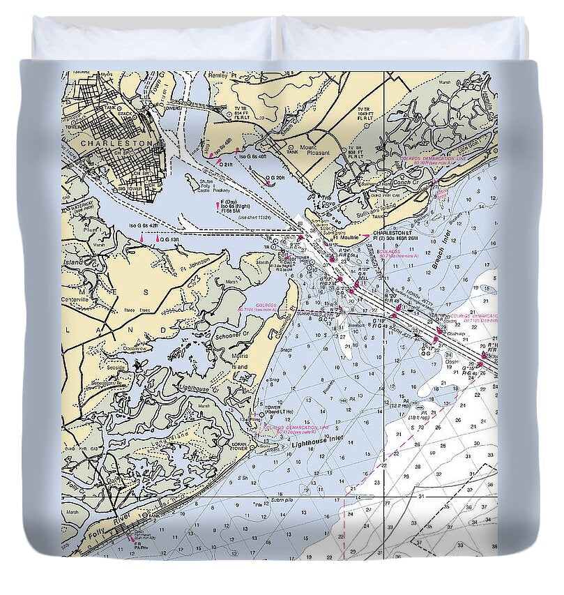 Charleston -south Carolina Nautical Chart _v2 - Duvet Cover