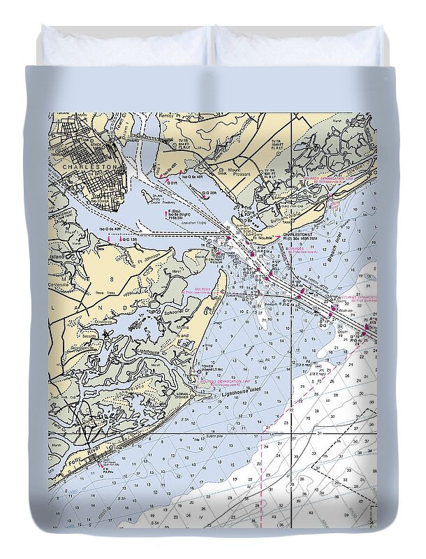 Charleston -south Carolina Nautical Chart _v2 - Duvet Cover