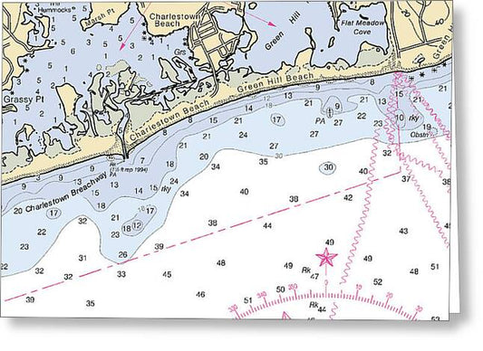 Charlestown-rhode Island Nautical Chart - Greeting Card