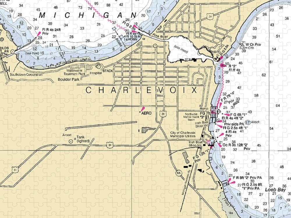Charlevoix-lake Michigan Nautical Chart - Puzzle