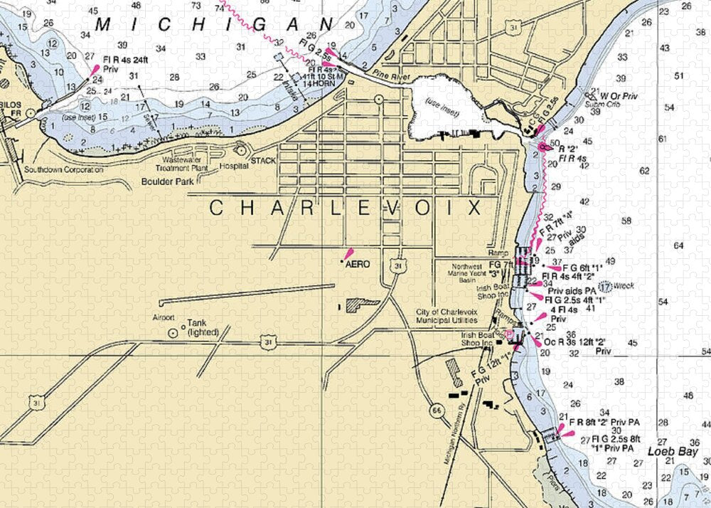 Charlevoix-lake Michigan Nautical Chart - Puzzle