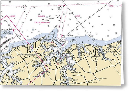 Cherry Point Neck-virginia Nautical Chart - Greeting Card