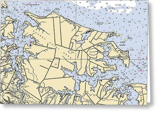 Cherry Point Neck -virginia Nautical Chart _v2 - Greeting Card