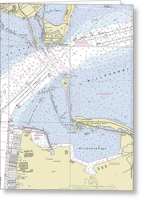 Chesapeake Bay Bridge Hampton Roads Virginia Nautical Chart - Greeting Card