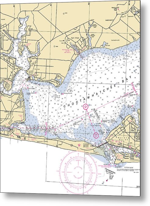 Choctawhatchee Bay-florida Nautical Chart - Metal Print