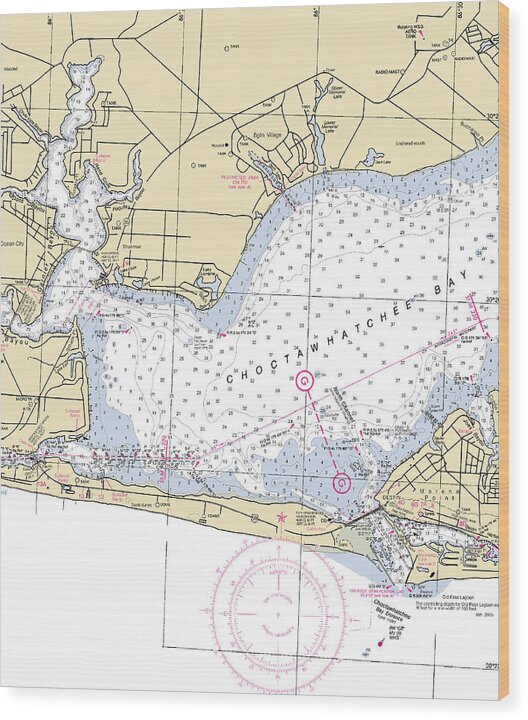 Choctawhatchee Bay-florida Nautical Chart - Wood Print